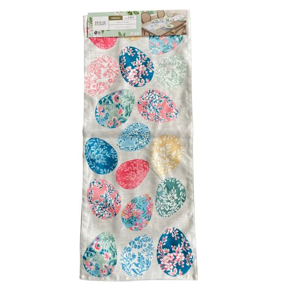 HOUSE AND GARDEN 14x72 Colorful Spring Easter Eggs Table Runner NWT - Picture 3 of 10